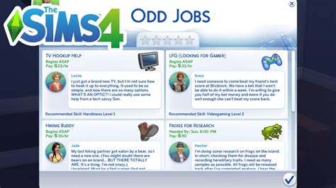 odd jobs sims 4